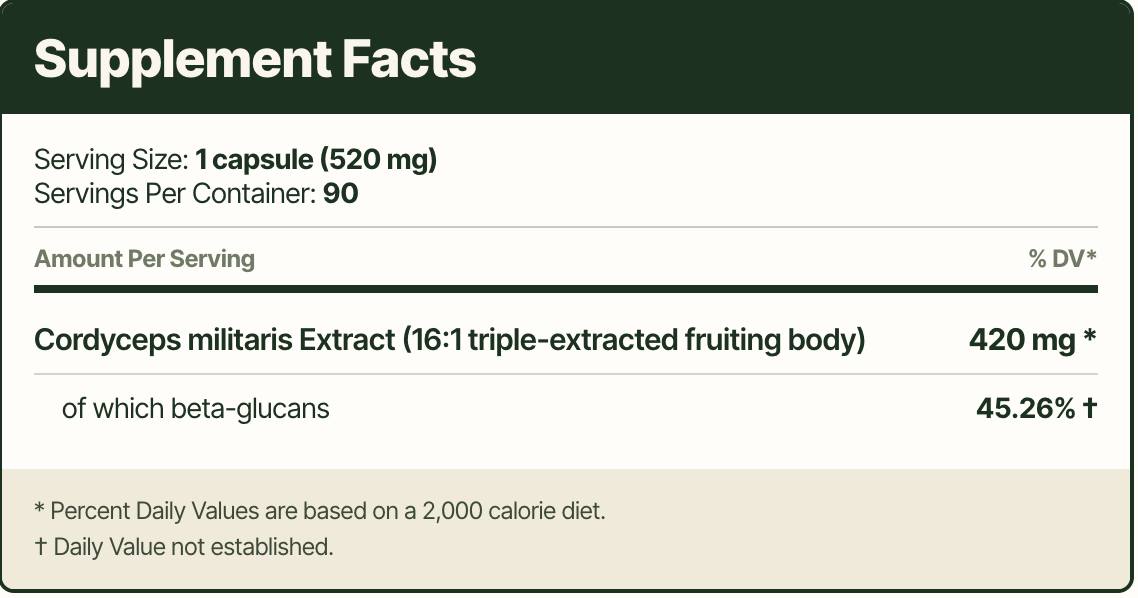 Earthling - Cordyceps Mushroom Extract Capsules (16:1 Concentrate)